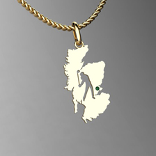 pendentif or Ecosse golfeur